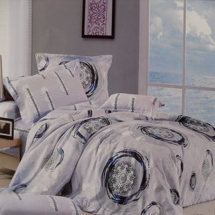 精致睡眠新體驗 AB版緞格絲光棉小提花印花四件套，家居日用品批發優選